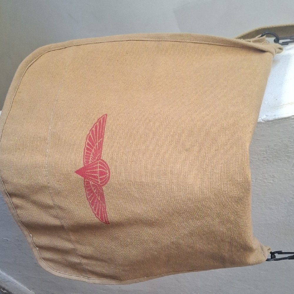 Rothco Tan Canvas Pouch with Red Logo Patch